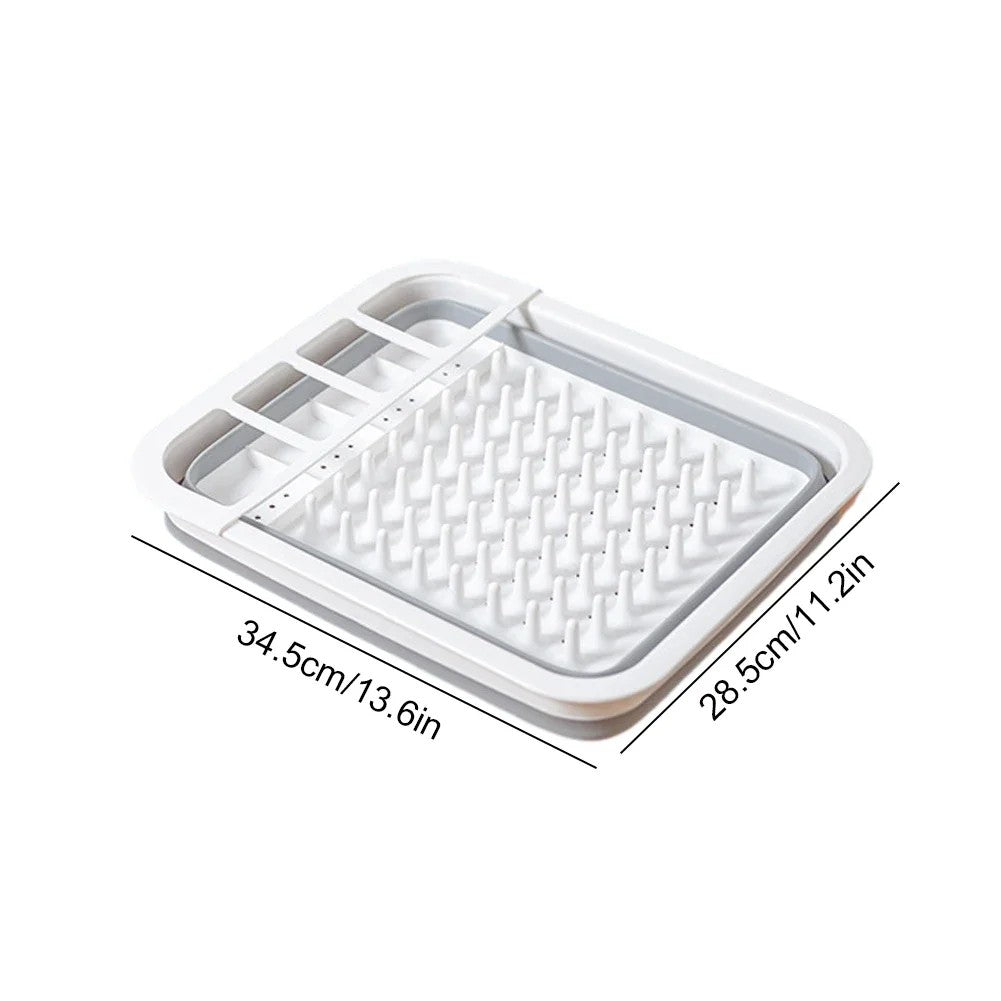 Collapsible Dish Drainer Dinnerware Organizer Space Saving Kitchen Storage Tray Plastic Sink Drying Rack for Caravans Motorhomes