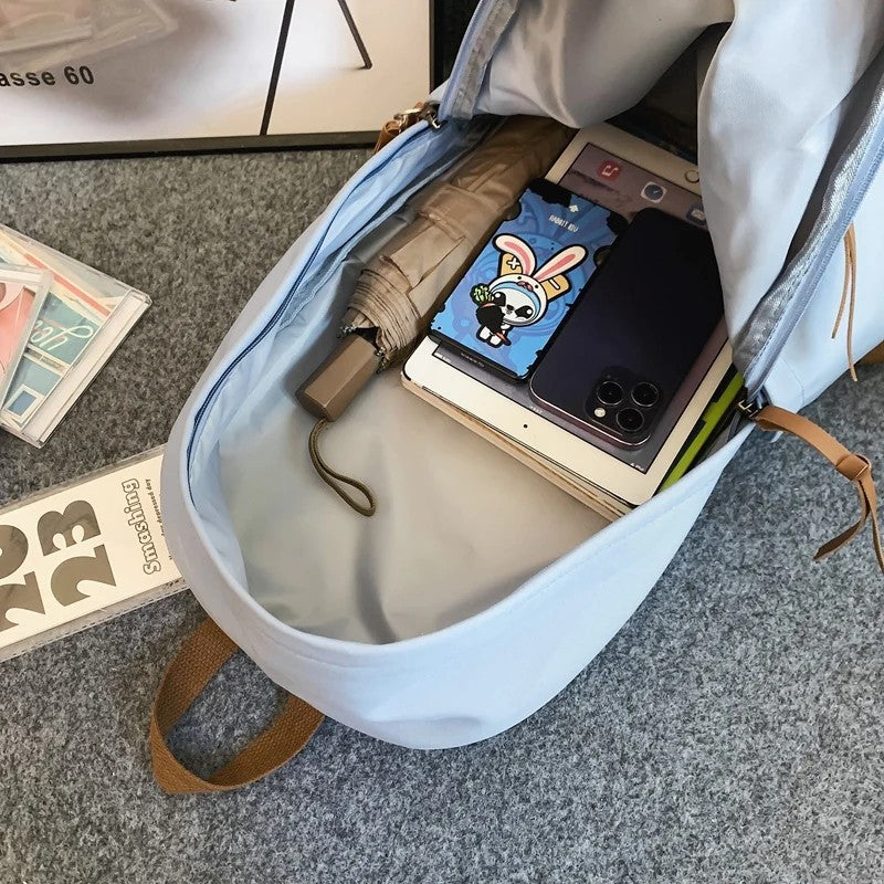 Fashion Man & Women's Nylon Cloth Solid Color Student Schoolbag