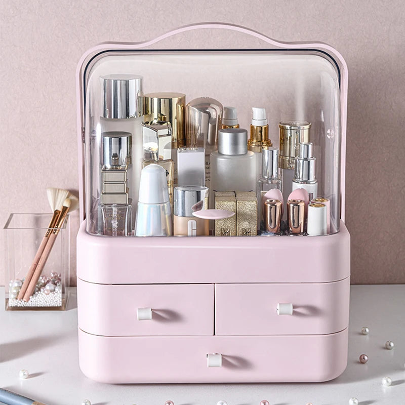 Acrylic Double Door Cosmetic Organizer with free 360 Organizer