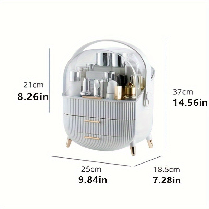 Makeup Storage Organizer with 2 Drawers & Lid Transparent Cover