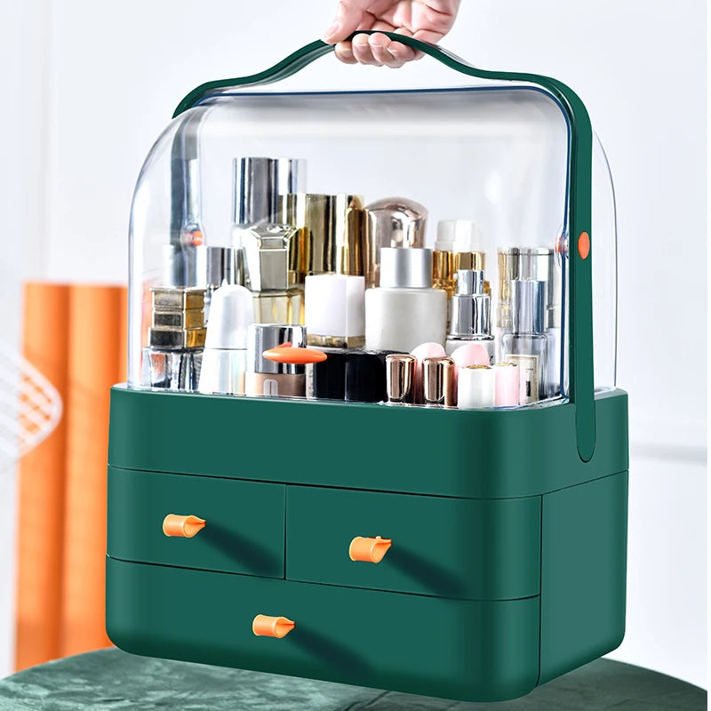 Acrylic Double Door Cosmetic Organizer with free 360 Organizer