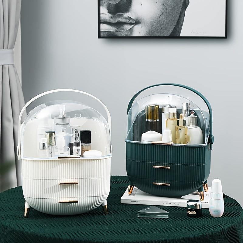Makeup Storage Organizer with 2 Drawers & Lid Transparent Cover