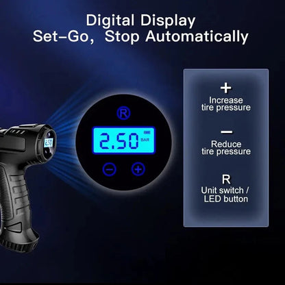 Car Mounted Inflation Pump Handheld Smart Home Car Motorcycle Portable Tire Inflation Pump Black Portable