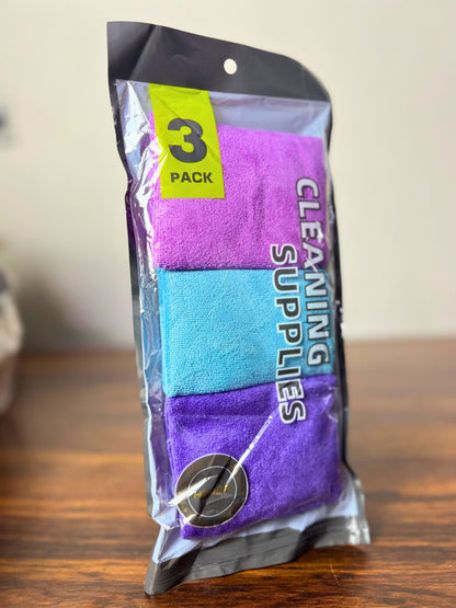 3-Pack Microfiber Cleaning Cloths – Lint-Free, Streak-Free Towels for Kitchen, Car, Glass & Home
