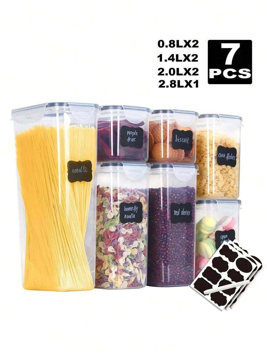 7pcs Food Storage Jars Reusable Plastic Food Sealed Jars