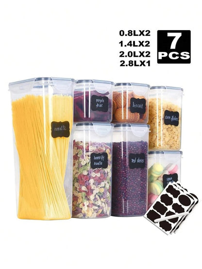 7pcs Food Storage Jars Reusable Plastic Food Sealed Jars