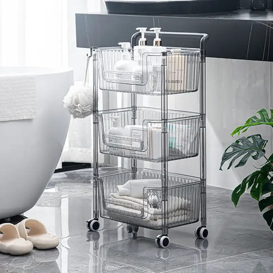 Kitchen Corner Small Cart Storage Rack Movable With Wheels For Bedroom Living Room Bathroom Snack Book Toy Storage Shelf Z6C3F3