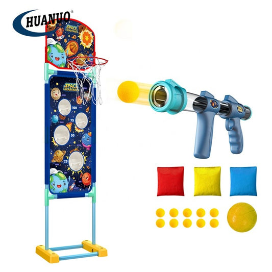 Kids 3in1 Indoor Sports Toy air Power Gun Games Standing Electric Moving Target Shooting Guns