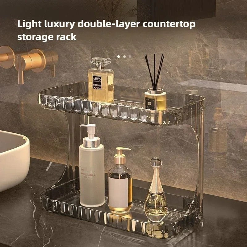 Bathroom Storage Rack Toilet Double Layer Cosmetics Storage Box Washstand Organizer Desktop Shelf Rack bathroom accessories