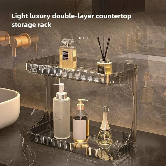 Bathroom Storage Rack Toilet Double Layer Cosmetics Storage Box Washstand Organizer Desktop Shelf Rack bathroom accessories