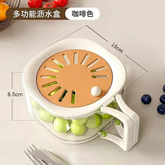 Dust-Proof Fruit Drainer Basket -Hidden Folding Handle Drain