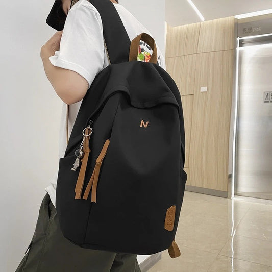 Fashion Man & Women's Nylon Cloth Solid Color  Student Schoolbag