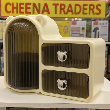 Bear Plastic Cosmetic Organizer with Drawers,