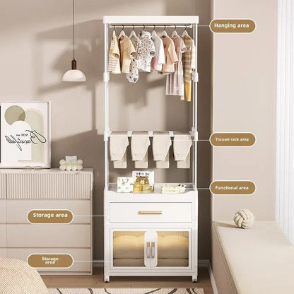 Baby wardrobe bedroom hanger bedside clothes storage cabinet rack drawer floor multi-function