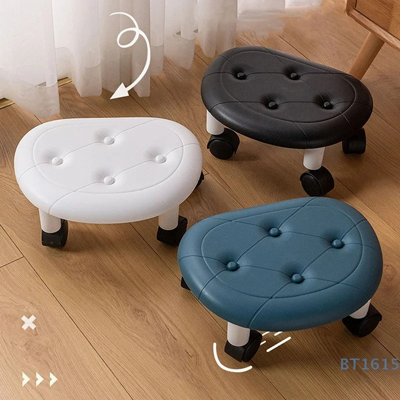 Low Rolling Stool Household Pulley Chair Footstool 360 Degree Rotating Stool Seat With Wheels Children Shoe Changing Stool