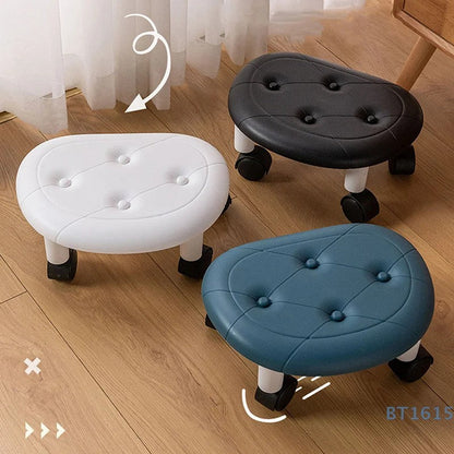 Low Rolling Stool Household Pulley Chair Footstool 360 Degree Rotating Stool Seat With Wheels Children Shoe Changing Stool