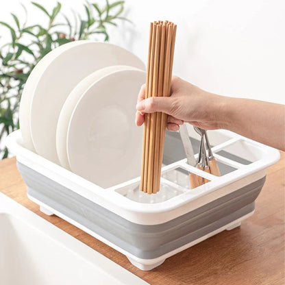 Collapsible Dish Drainer Dinnerware Organizer Space Saving Kitchen Storage Tray Plastic Sink Drying Rack for Caravans Motorhomes