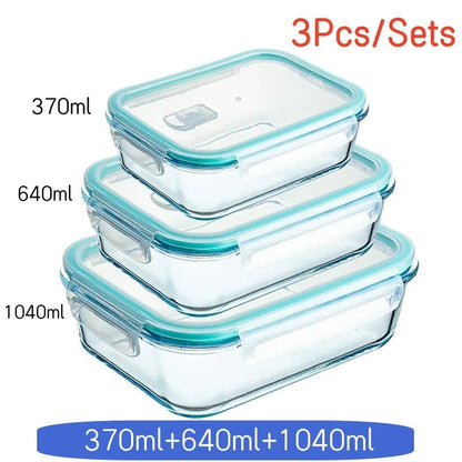 High Borosilicate Lunch Box Sets Rectangle Bento Box Heat-resistant Lunch Box