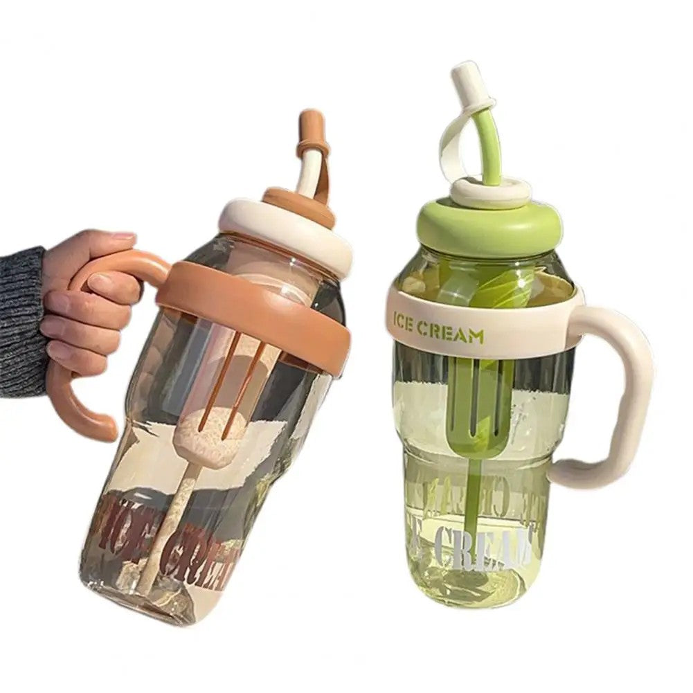 Food-grade Water Bottle Fashionable Aquarius Bottle 1300ml Leakproof Straw Water Bottle