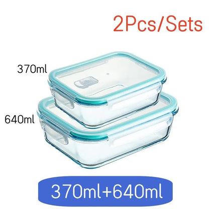 High Borosilicate Lunch Box Sets Rectangle Bento Box Heat-resistant Lunch Box