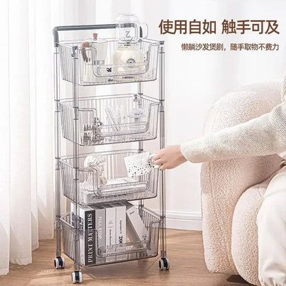 Kitchen Corner Small Cart Storage Rack Movable With Wheels For Bedroom Living Room Bathroom Snack Book Toy Storage Shelf Z6C3F3