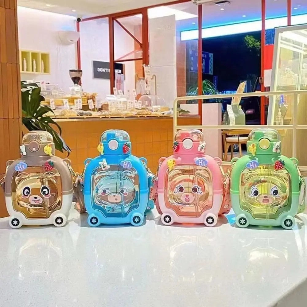 Bear Plastic Cup Bottle Creative With Straw