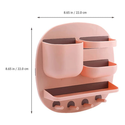 Bathroom Organizer Shelf Wall Mounted Storage Holder With Hooks Floating Shelves For Towels Bath Supplies Wall Shelf