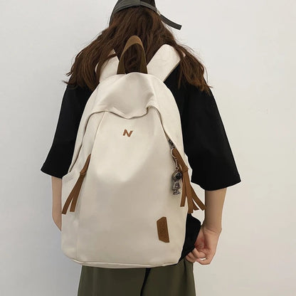 Fashion Man & Women's Nylon Cloth Solid Color  Student Schoolbag