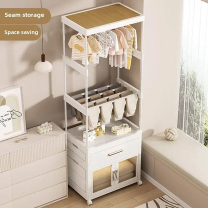 Baby wardrobe bedroom hanger bedside clothes storage cabinet rack drawer floor multi-function