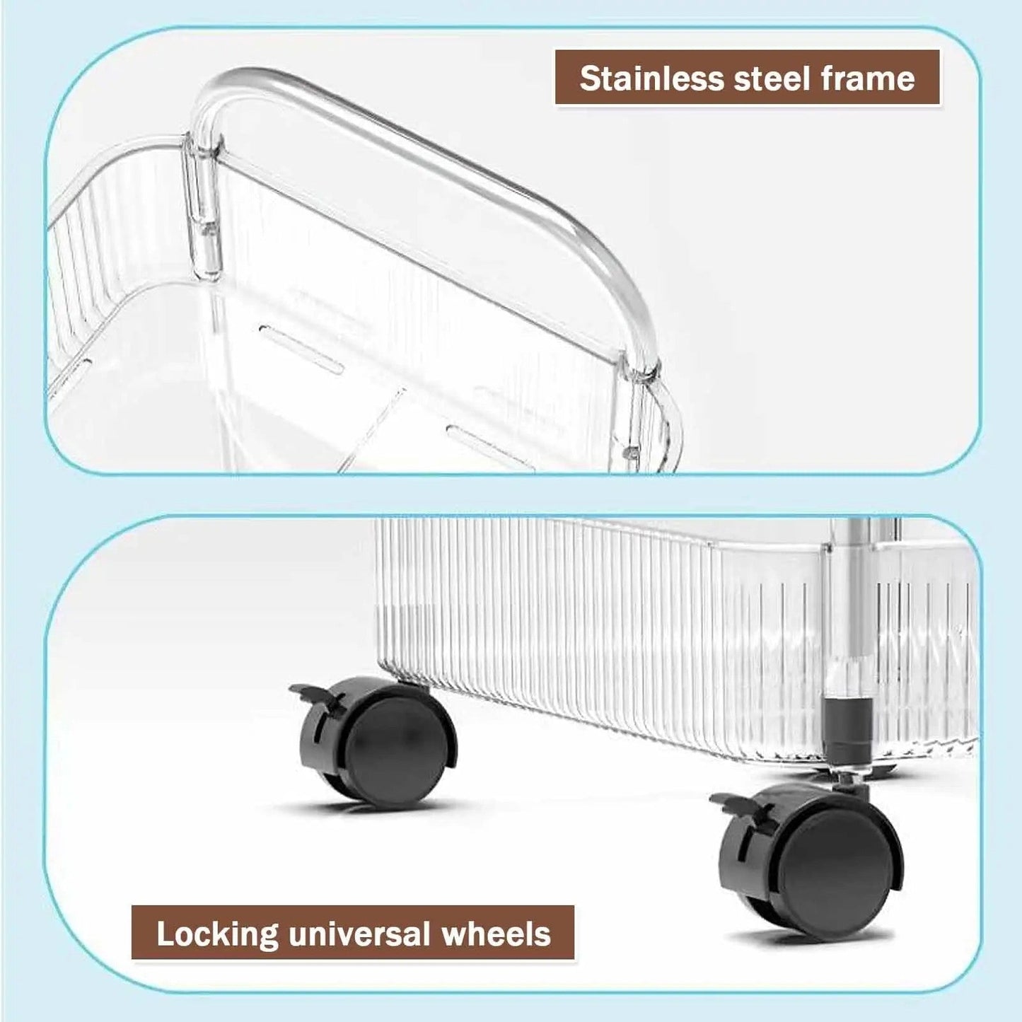Rolling Cart Storage Rack Transparent Acrylic Snack Cosmetics Sundries Storage Rack 3 Layers With Wheels Mobile Storage Rack