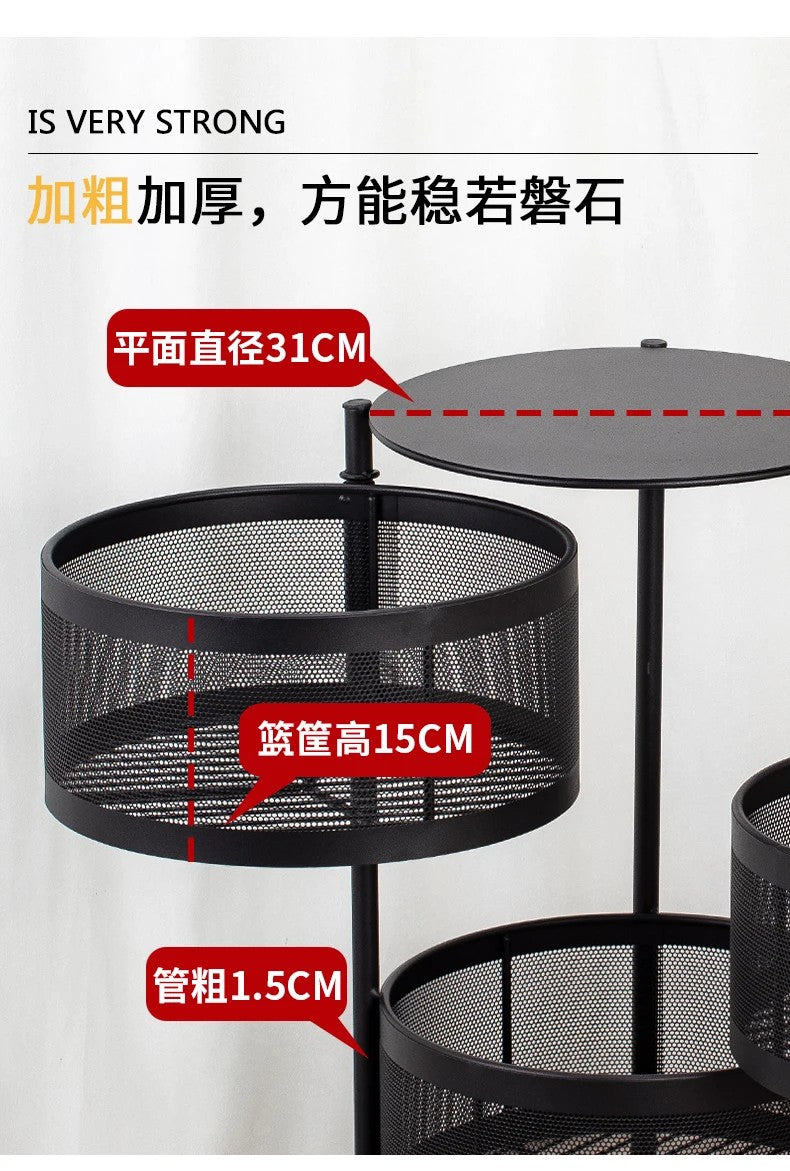 Kitchen Vegetable Shelving Multi-layer Floor Round Rotating Vegetable Basket Fruit Storage Basket for Household Items