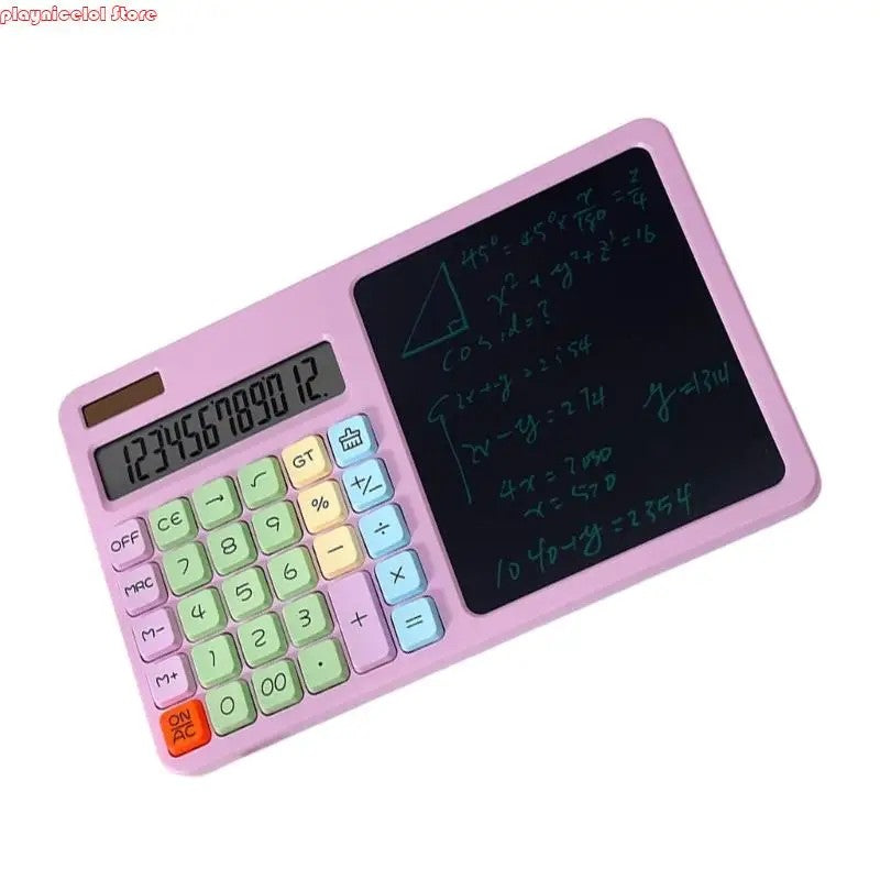 E8BA 12 Digit Solar Calculator Double Power Supply With LCD Writing Board