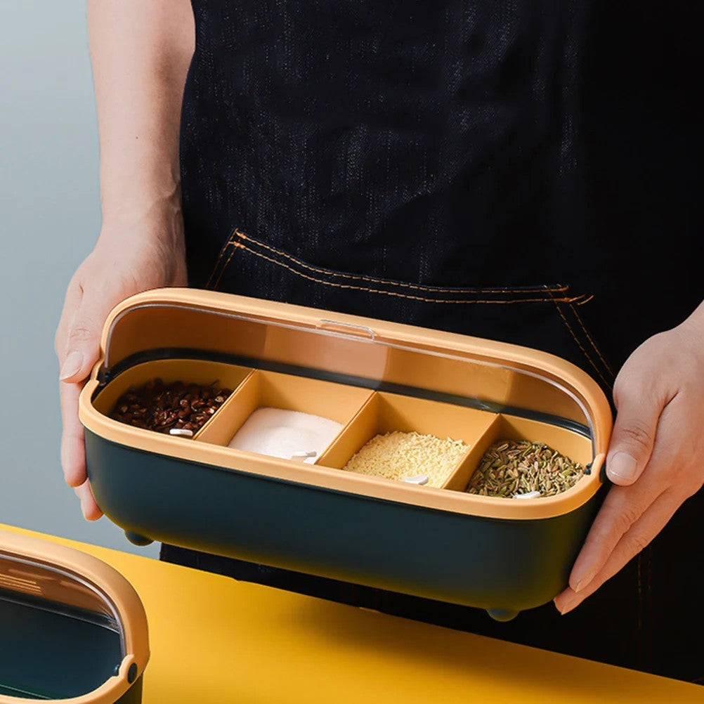 Seasoning Box Kitchen Spice Jar Condiment Storage Container Multi-Grid Spice Organizer Plastic Condiment Container For