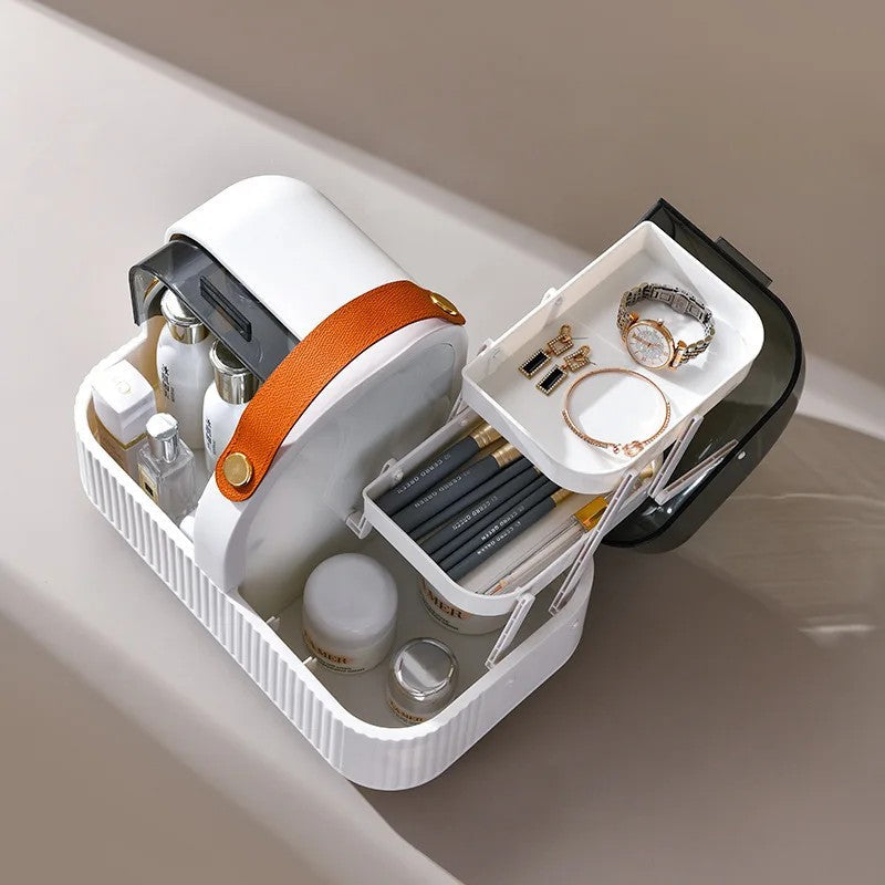 Portable Cosmetics Storage Box Desktop Lipstick Skin Care Products Jewelry Storage Organizing Rack Dust-proof Vanity Storage