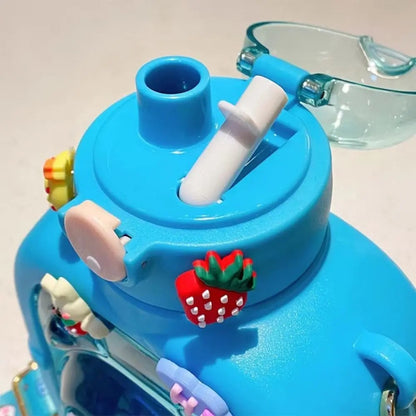 Bear Plastic Cup Bottle Creative With Straw