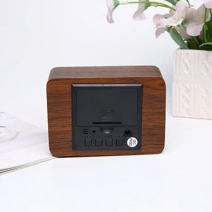 LED Wooden Watch Table Voice Control Digital Wood Despertador