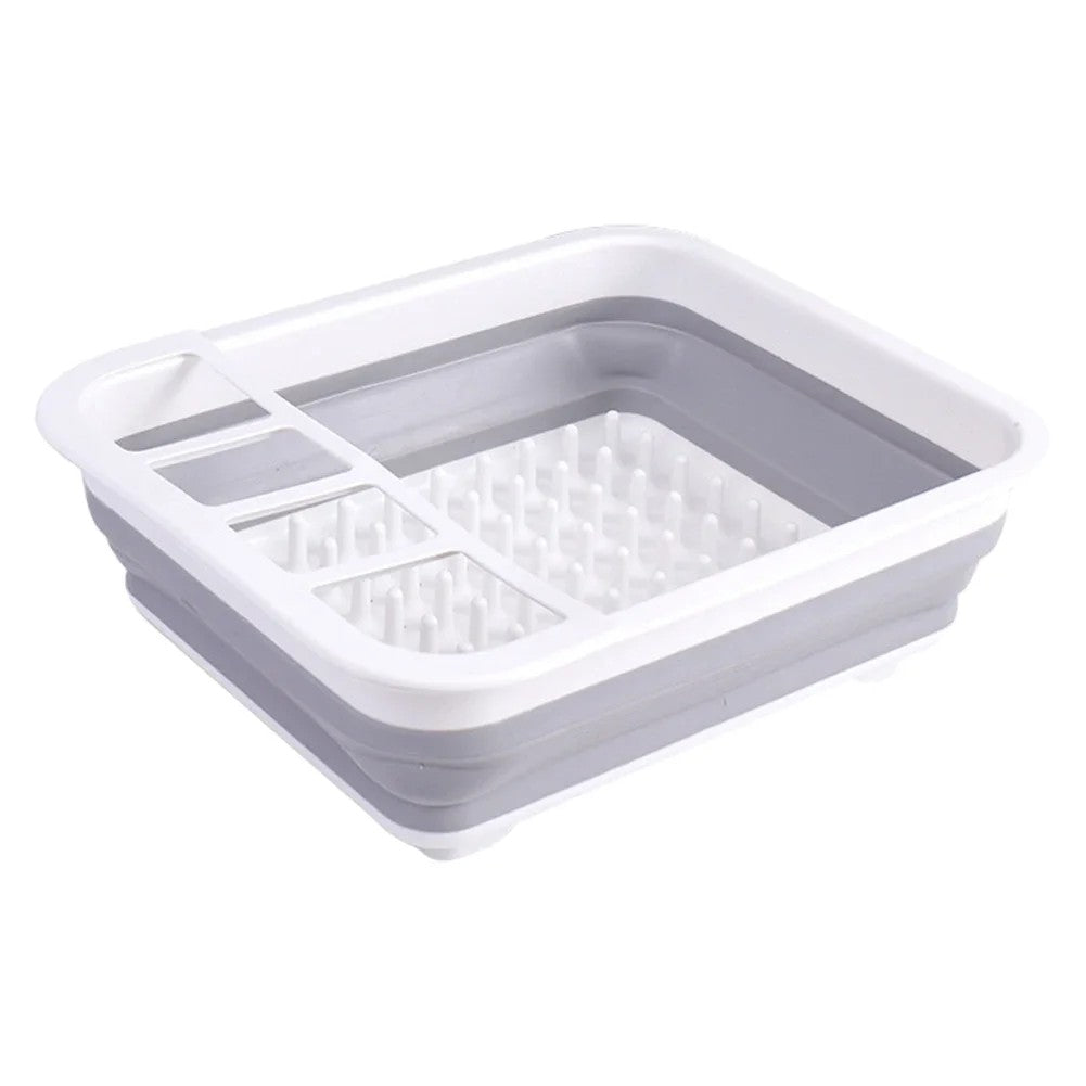 Collapsible Dish Drainer Dinnerware Organizer Space Saving Kitchen Storage Tray Plastic Sink Drying Rack for Caravans Motorhomes