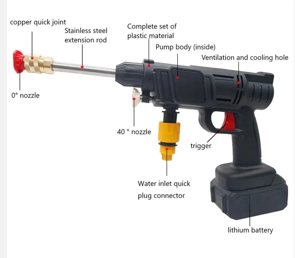 High-pressure Rechargeable Wireless Car Washer |Multi Nozzle High Quality