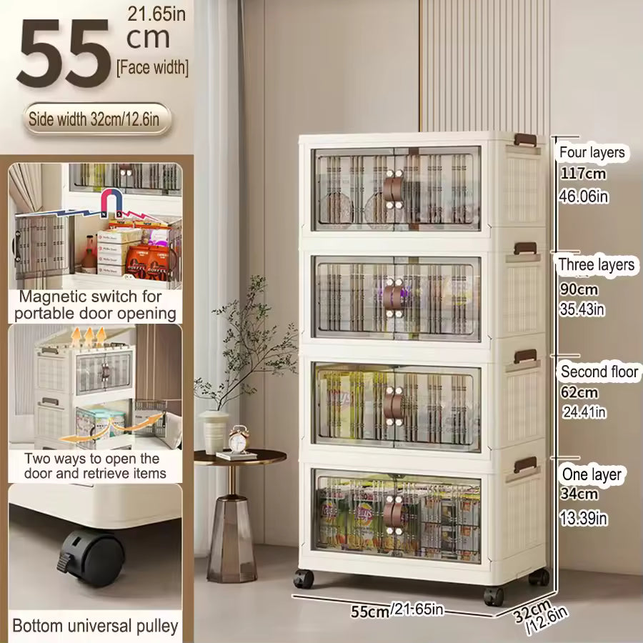 Premium Quality Folding Wardrobe with 360 wheels | Transparent View, Huge Storage Capacity
