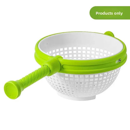 Kitchen Vegetable Fruit Salad Rotating Draining Basket Manual Dehydrator Spin Filter Water Washing Basin Home Use Storage Basket