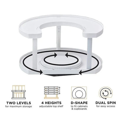 New Double Layer Rotating Spice Kitchen Storage Rack Holder Shelf Stand China Origin Household Goods Ground Installation