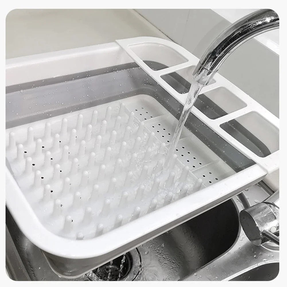 Collapsible Dish Drainer Dinnerware Organizer Space Saving Kitchen Storage Tray Plastic Sink Drying Rack for Caravans Motorhomes