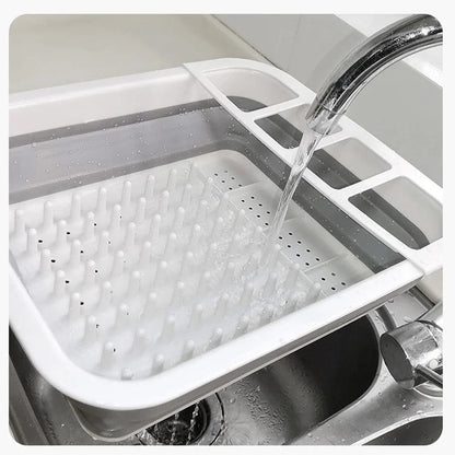 Collapsible Dish Drainer Dinnerware Organizer Space Saving Kitchen Storage Tray Plastic Sink Drying Rack for Caravans Motorhomes
