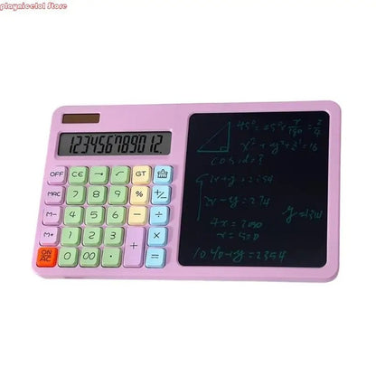 E8BA 12 Digit Solar Calculator Double Power Supply With LCD Writing Board