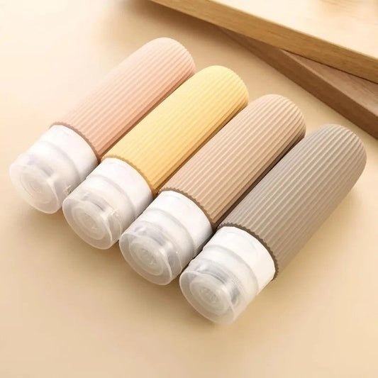 4pcs Silicone Gel Portioning Bottles Set for Body Wash, Skincare Lotion, Thickened Silicone Bottles for Travel Portioning