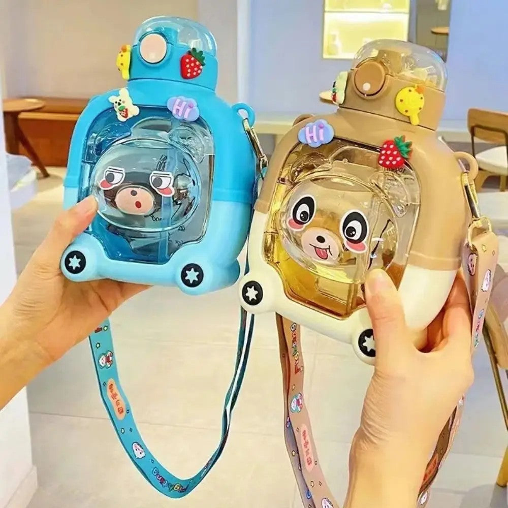 Bear Plastic Cup Bottle Creative With Straw