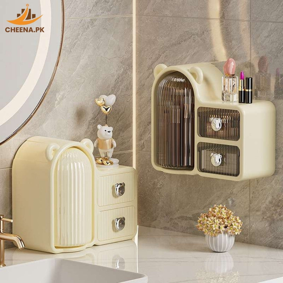 Bear Plastic Cosmetic Organizer with Drawers,