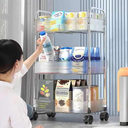 Rolling Cart Storage Rack Transparent Acrylic Snack Cosmetics Sundries Storage Rack 3 Layers With Wheels Mobile Storage Rack