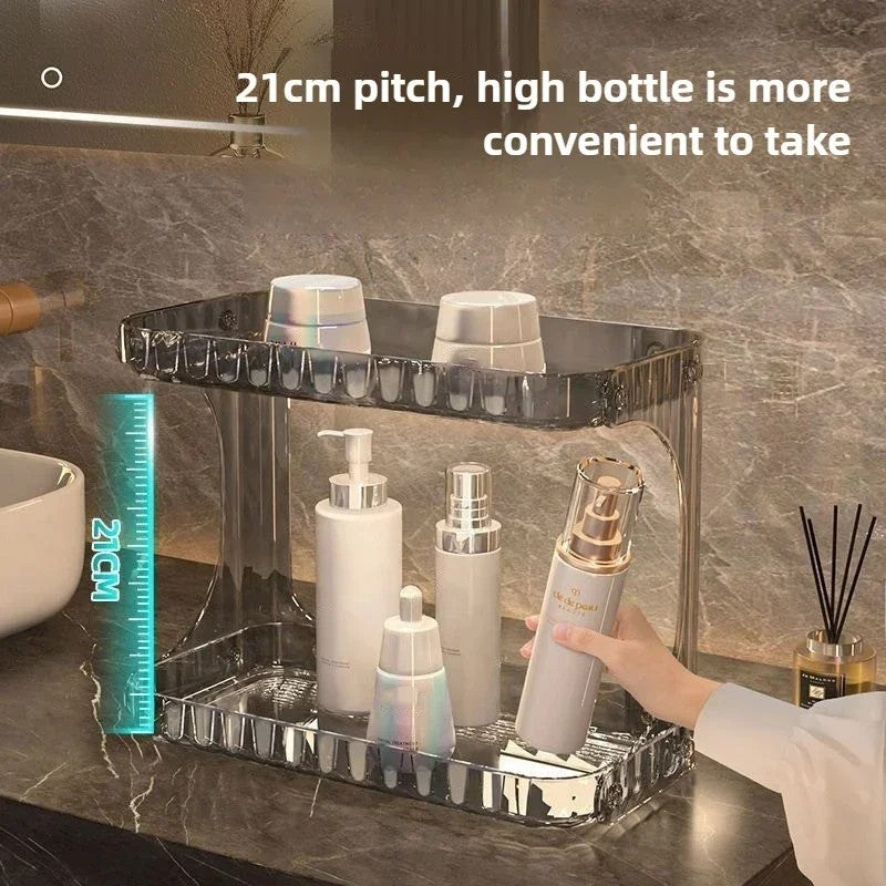 Bathroom Storage Rack Toilet Double Layer Cosmetics Storage Box Washstand Organizer Desktop Shelf Rack bathroom accessories