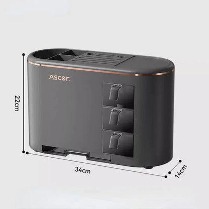 Multi-purpose Knife Chopsticks Holder with Seasoning Box Kitchen Plastic Utensil Drying Rack Spoon Fork Cutlery Storage Cylinder